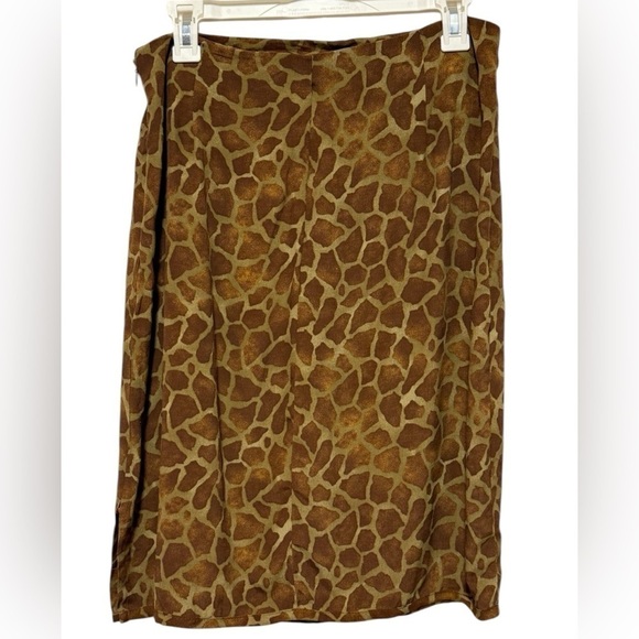 Vintage Women’s Green Brown Animal Print Apparel Giraffe Print Skirt Size 10 - Picture 2 of 7